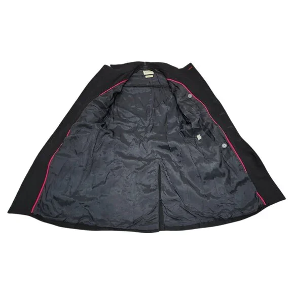 OPERATIONS NYC Black Wool Cashmere Military Peacoat Trench Coat Small USA Made